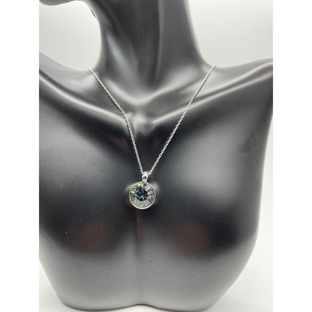 Swarovski Crystal, Gray Pendant, Chain Necklace, Simple Necklace, Dainty